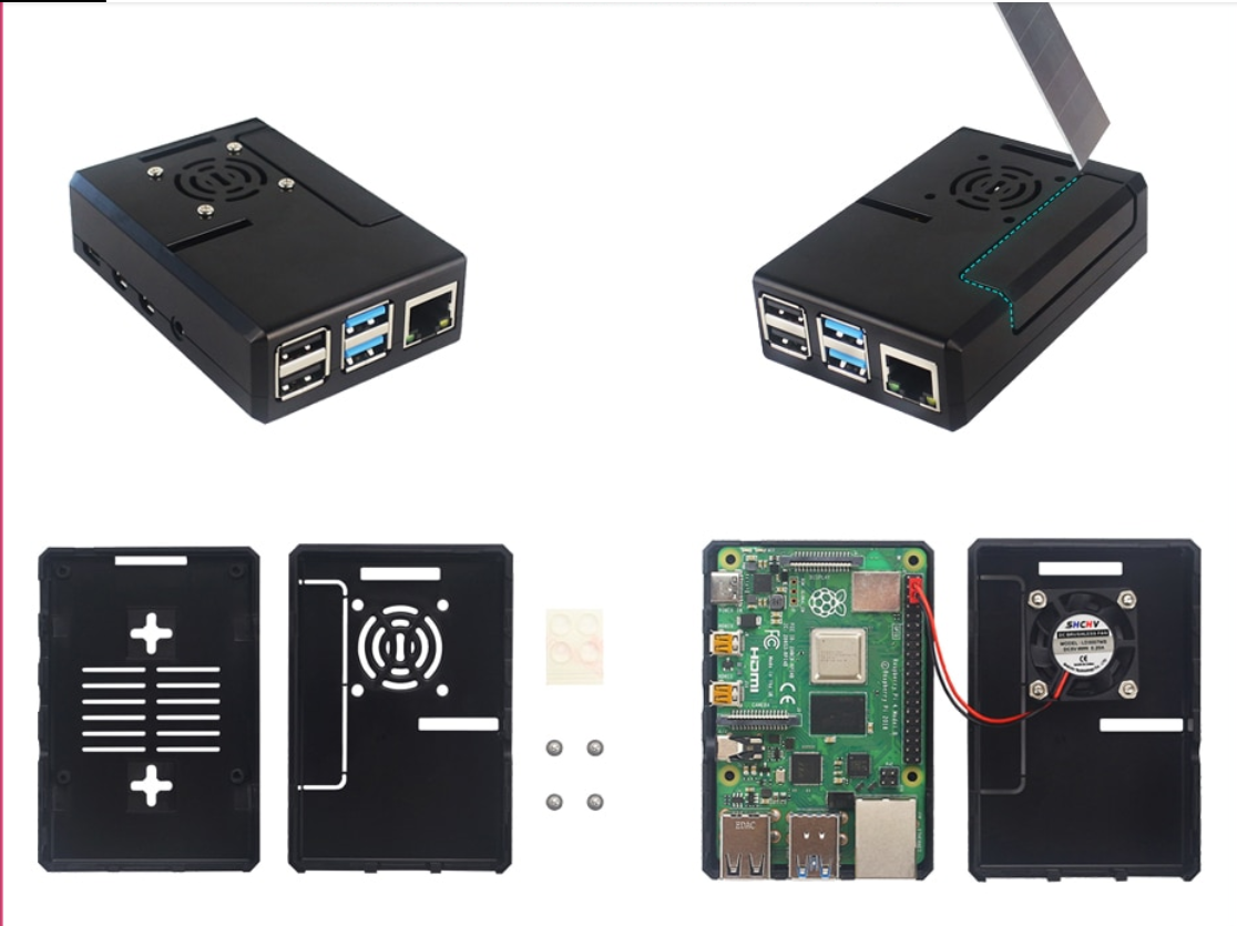 Raspberry Pi 4 Modèle B 4Go Starter Kit,et 32 Go Classe 10 Micro SD Carte,  Alimentation,Ventilateur,Boîtier,Dissipateur de chaleur